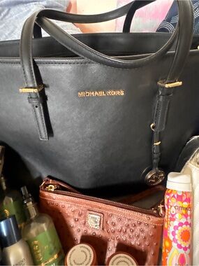 Michael Kors Black Jet Set Tote with Gold Hardware